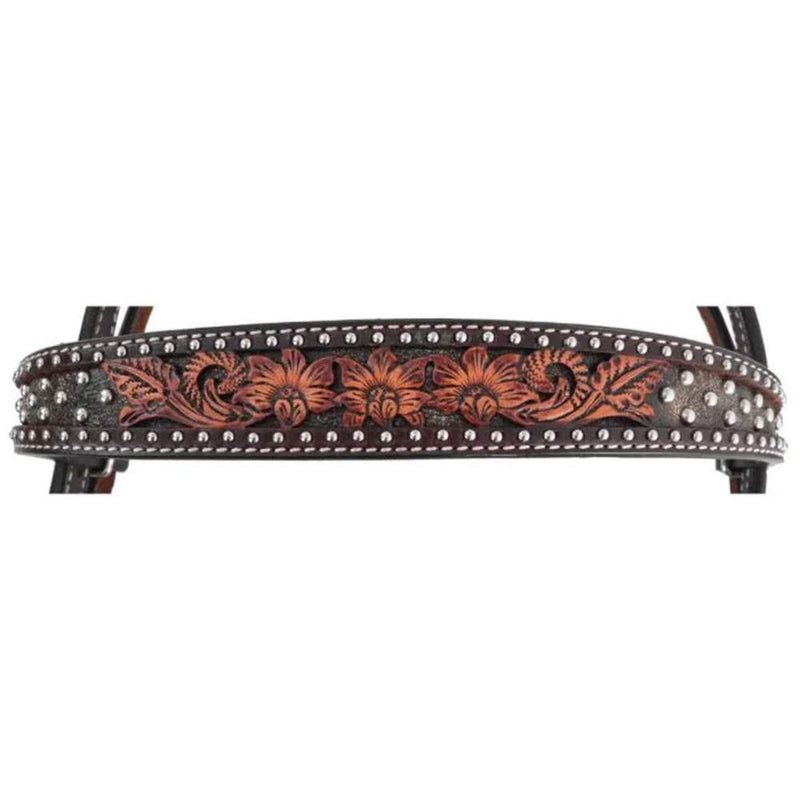Circle Y Saddlery Dark Flash Arizona Flower Browband Headstall