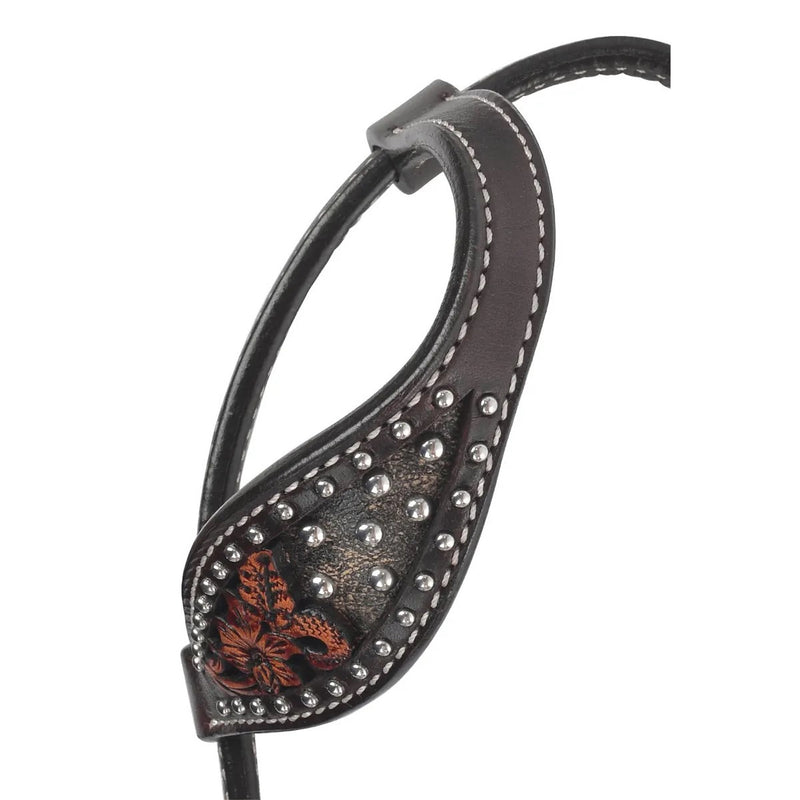 Circle Y Saddlery Dark Flash Arizona Flower Single Ear Headstall