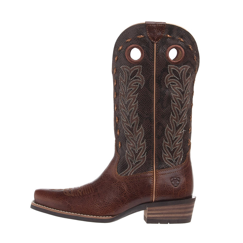 Ariat Women's Lucera Deepest Tan Vamp 12in Chocolate Snake Print Top Boot