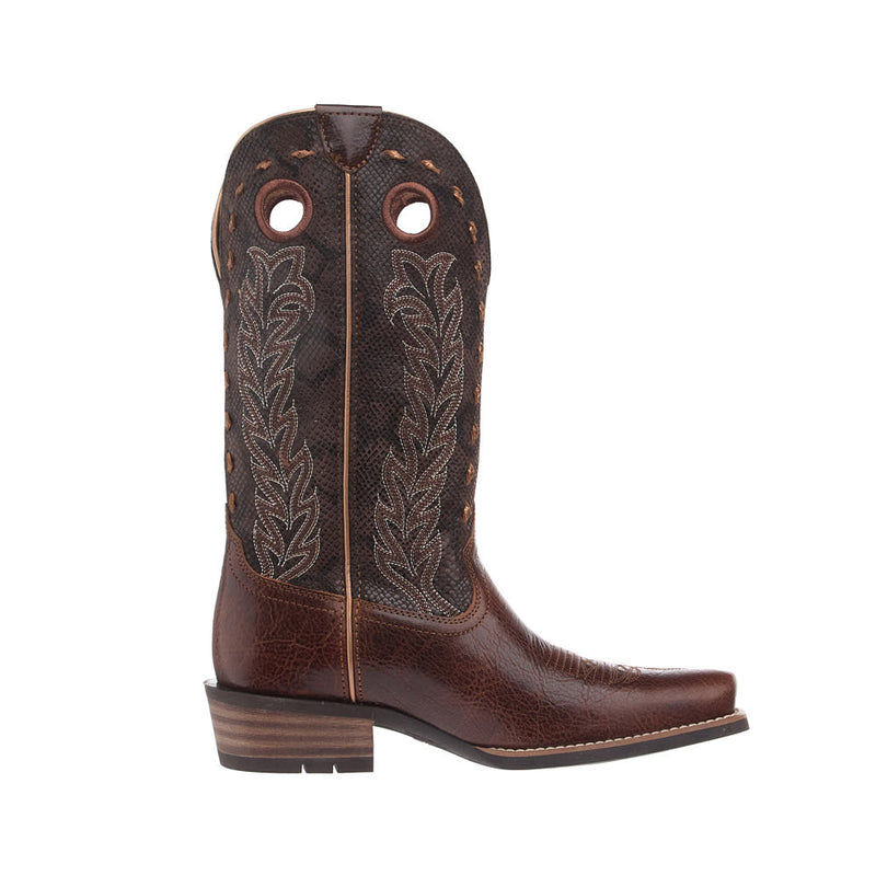 Ariat Women's Lucera Deepest Tan Vamp 12in Chocolate Snake Print Top Boot