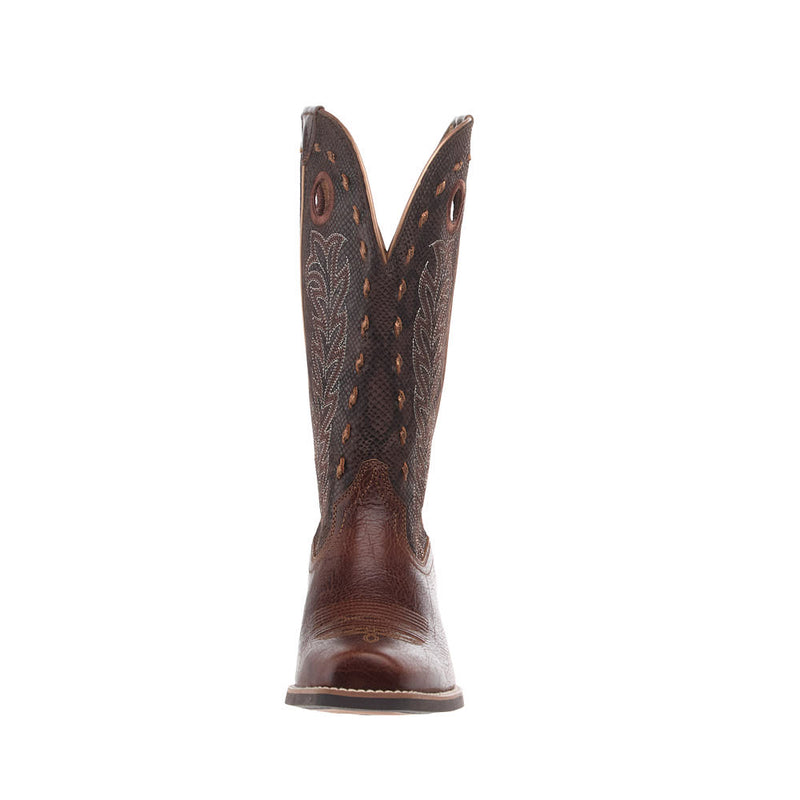 Ariat Women's Lucera Deepest Tan Vamp 12in Chocolate Snake Print Top Boot