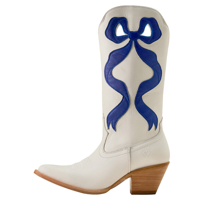 Ariat Women's Beaux Ivory Vamp 13in Wild Blue Bow Top Boot