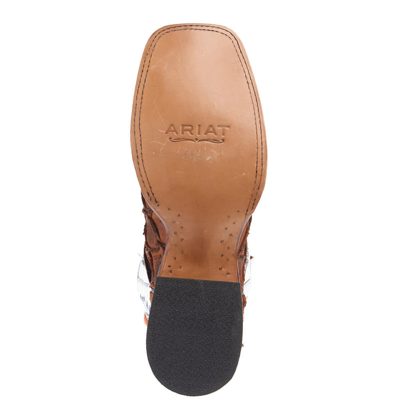 Ariat Men's Riverside Cognac Bass Print 11in Basic White Top