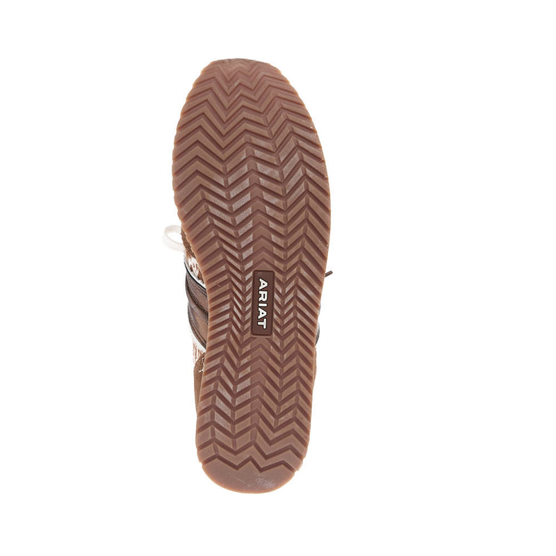 Ariat Women's Ranch Runner Chestnut Suede And Speckled Cow Print Tennis Shoe