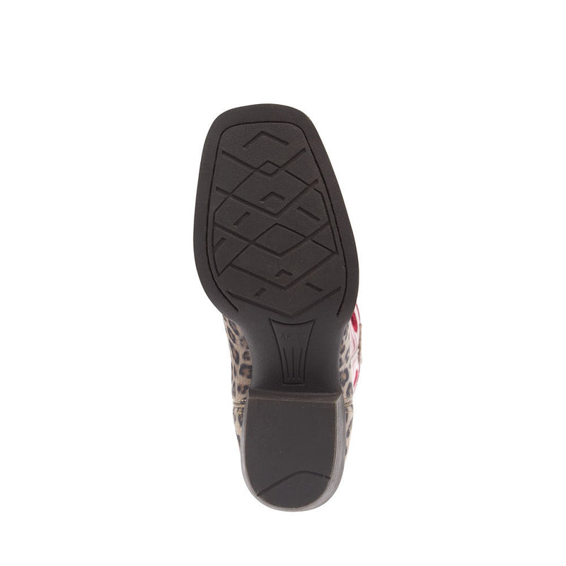 Ariat Kid's Futurity Fort Worth Neutral Leopard Vamp 9in Fiery Red Top