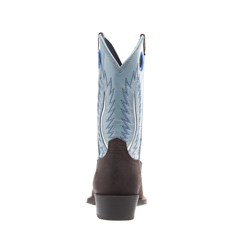Ariat Kid's Futurity Fort Worth Bruin Brown Vamp 9in Morning Dew Blue Top