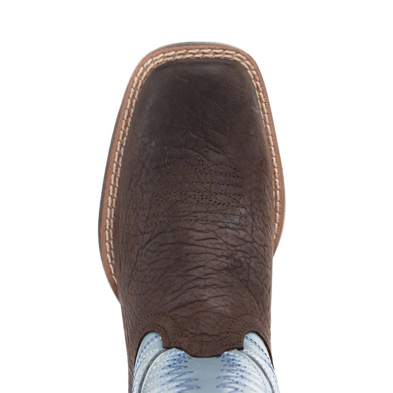 Ariat Kid's Futurity Fort Worth Bruin Brown Vamp 9in Morning Dew Blue Top