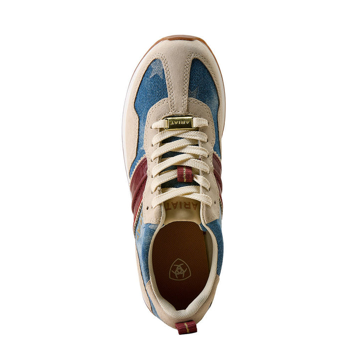Ariat Women's Tan Suede Denim Stars Ranch Runner Tennis Shoe
