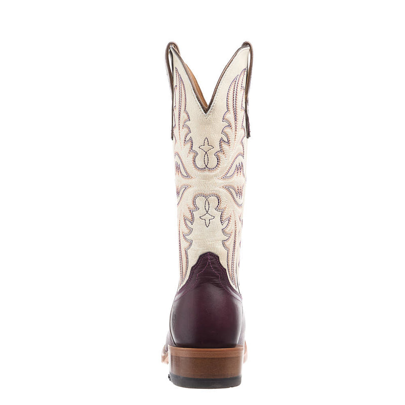 Ariat Women's Futurity Oak Port Wine Vamp 12in Cream Candle Embroidered Top Boot