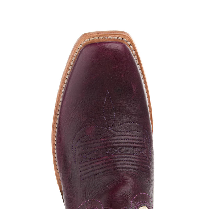 Ariat Women's Futurity Oak Port Wine Vamp 12in Cream Candle Embroidered Top Boot