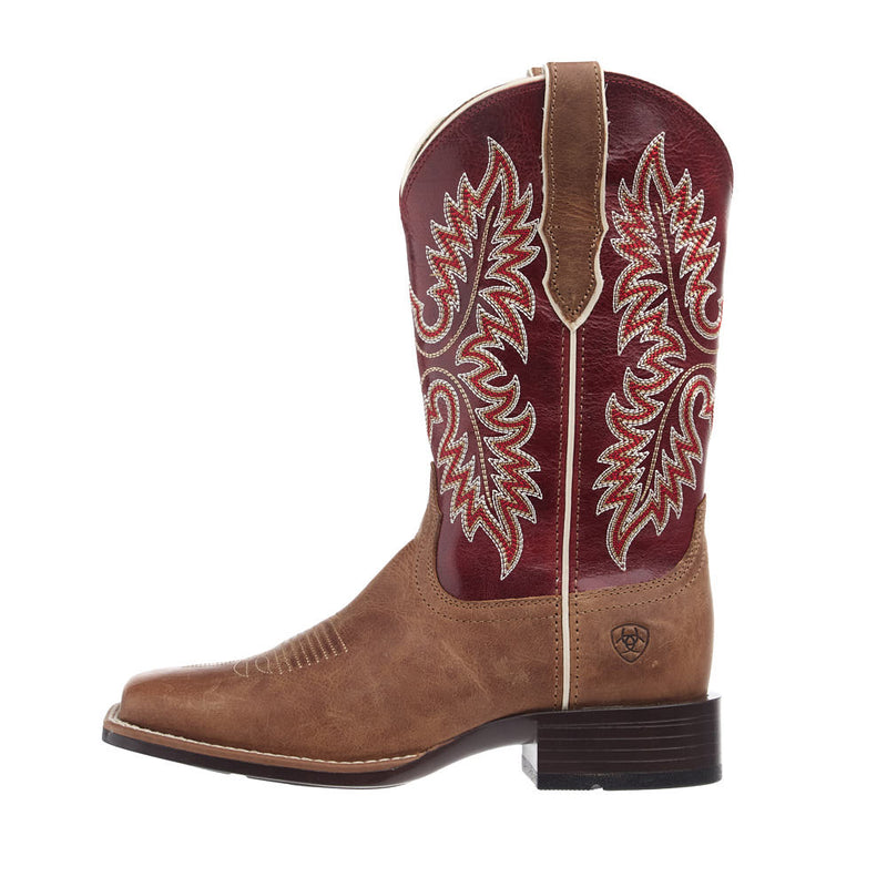 Ariat Women's Canyon Point Desert Sand Vamp 11in Red Embroidered Top Boot