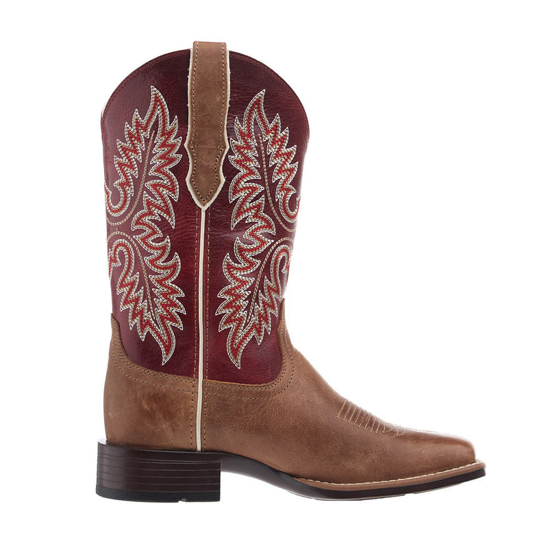 Ariat Women's Canyon Point Desert Sand Vamp 11in Red Embroidered Top Boot