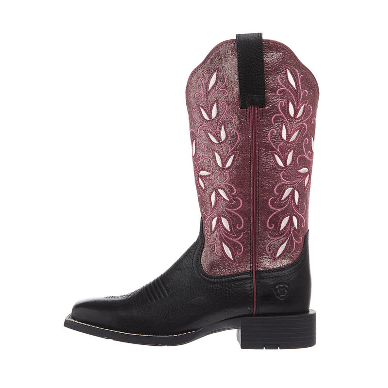 Ariat Women's Round up Holly Obsidian Vamp 12in Fairy Berry Top Boot