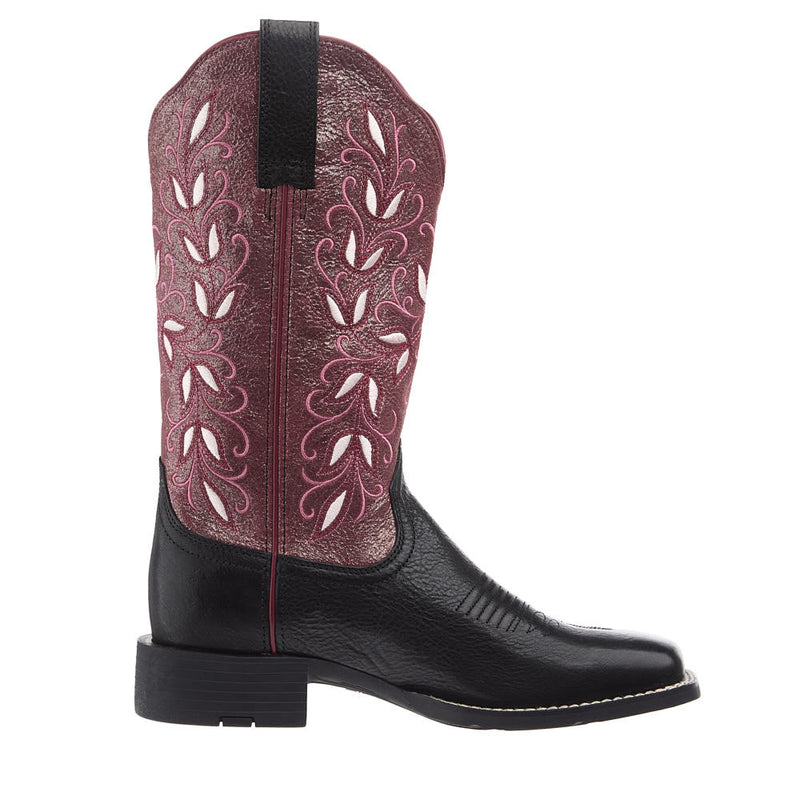 Ariat Women's Round up Holly Obsidian Vamp 12in Fairy Berry Top Boot