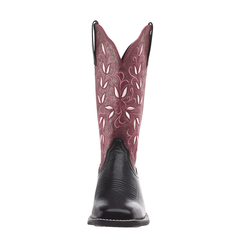 Ariat Women's Round up Holly Obsidian Vamp 12in Fairy Berry Top Boot