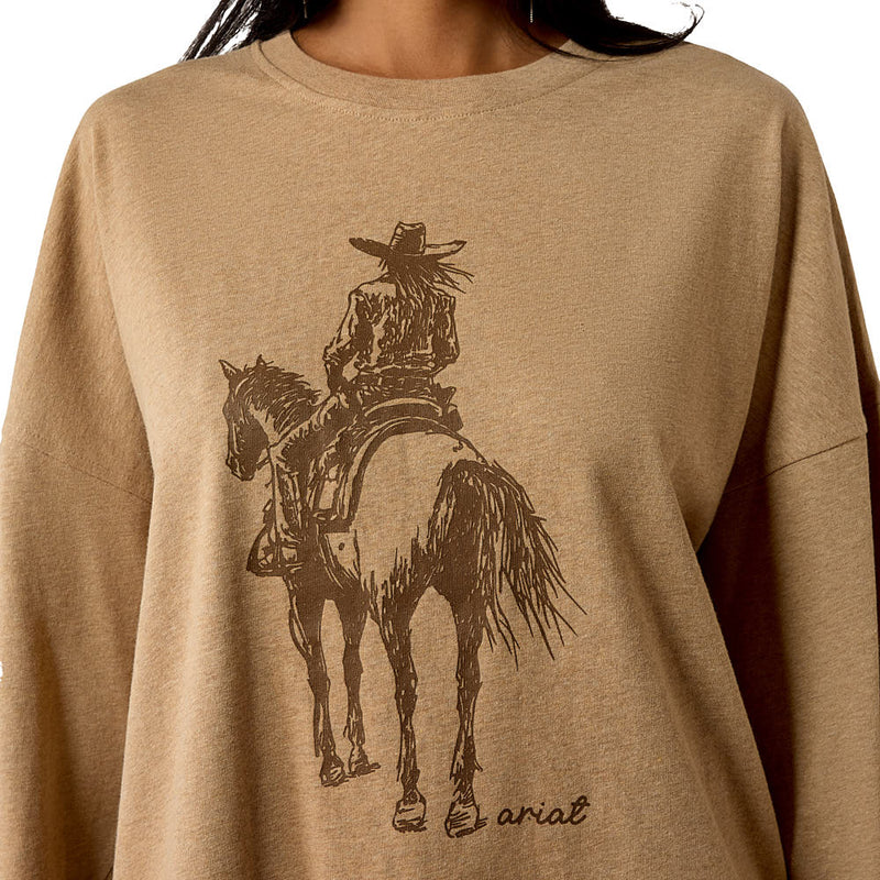 Ariat Women's Khaki Oversized Long Sleeve Tee Shirt
