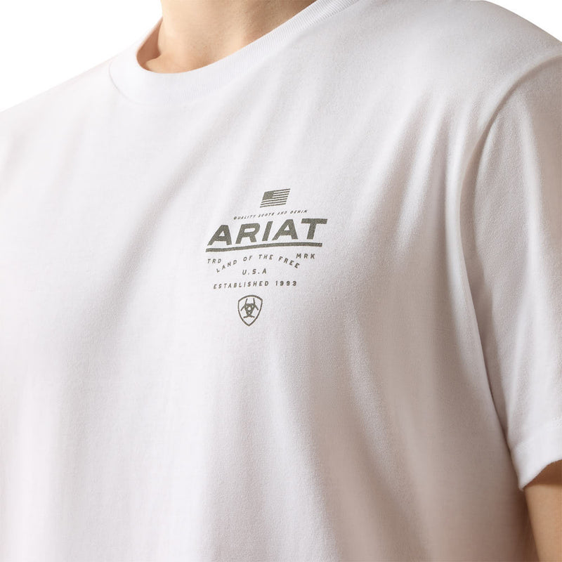 Ariat Men's White Lock Up Flag Tee Shirt