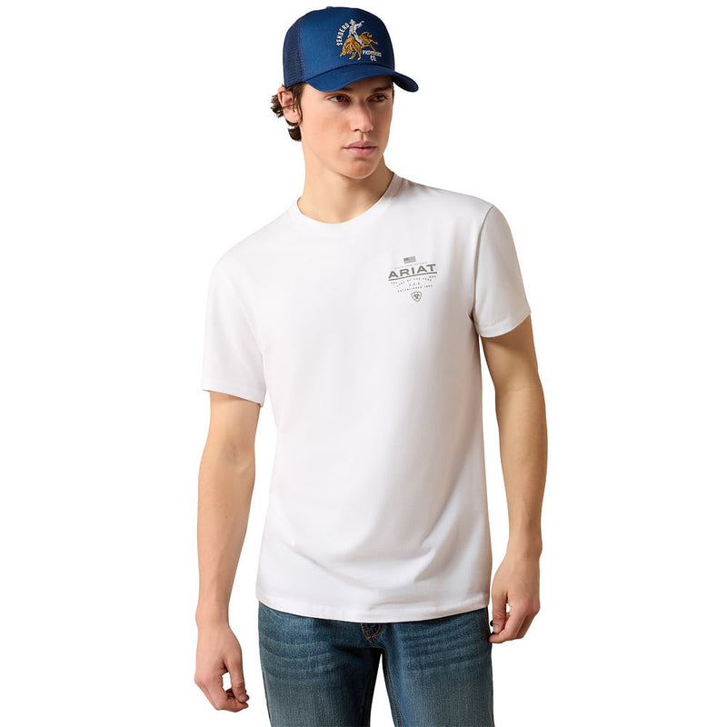 Ariat Men's White Lock Up Flag Tee Shirt