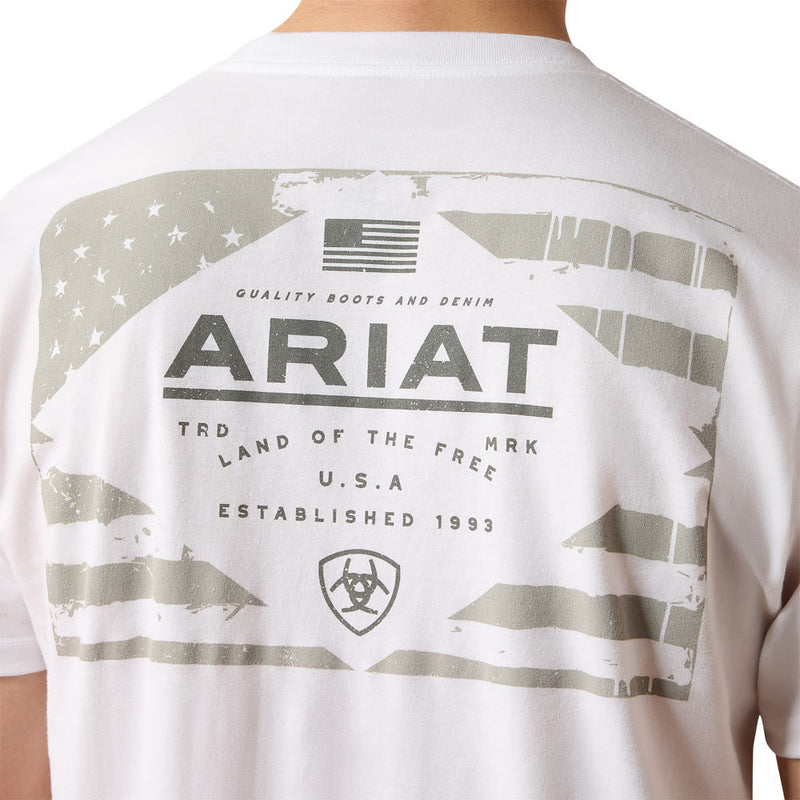 Ariat Men's White Lock Up Flag Tee Shirt