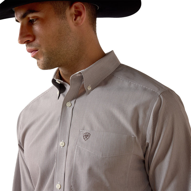 Ariat Men's Coffee Bean Stripe Wrinkle Free Randolph Shirt