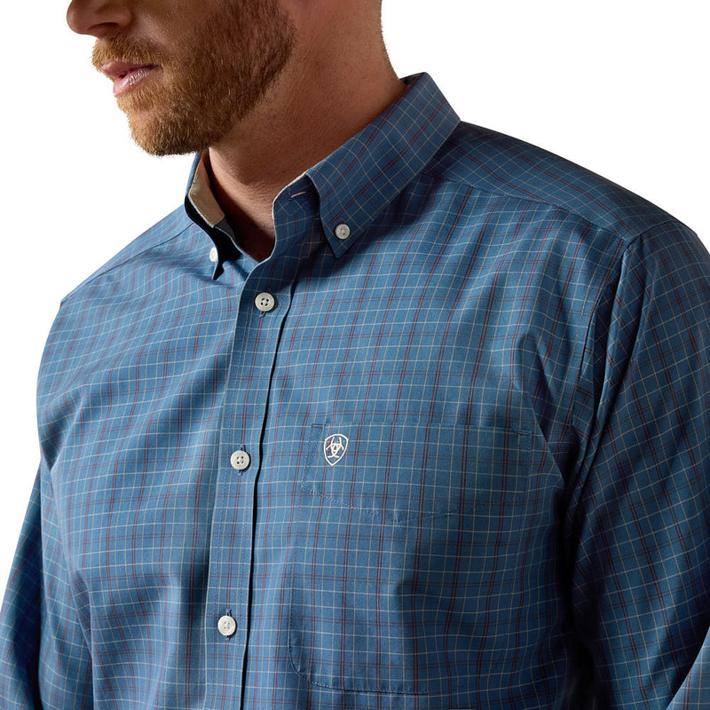 Ariat Men's Samuel Blue Fusion Plaid Wrinkle Free Shirt
