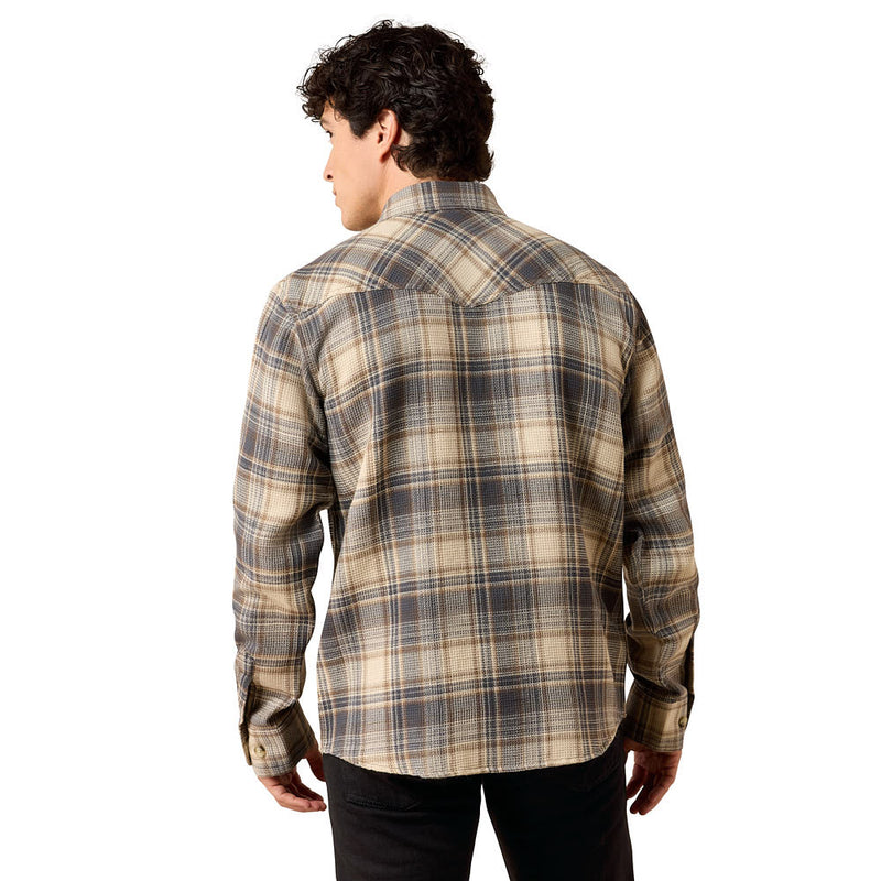 Ariat Men's Oyster Grey Plaid Retro Waffle Shirt