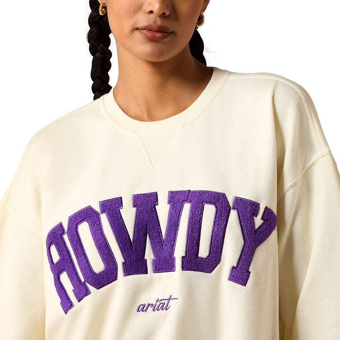 Ariat Women's Cream & Purple Collegiate Howdy Sweatshirt