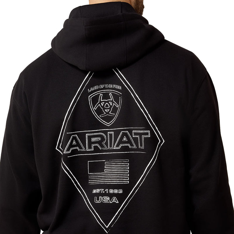 Ariat Men's Black Chalk Diamond Patriot Hoodie