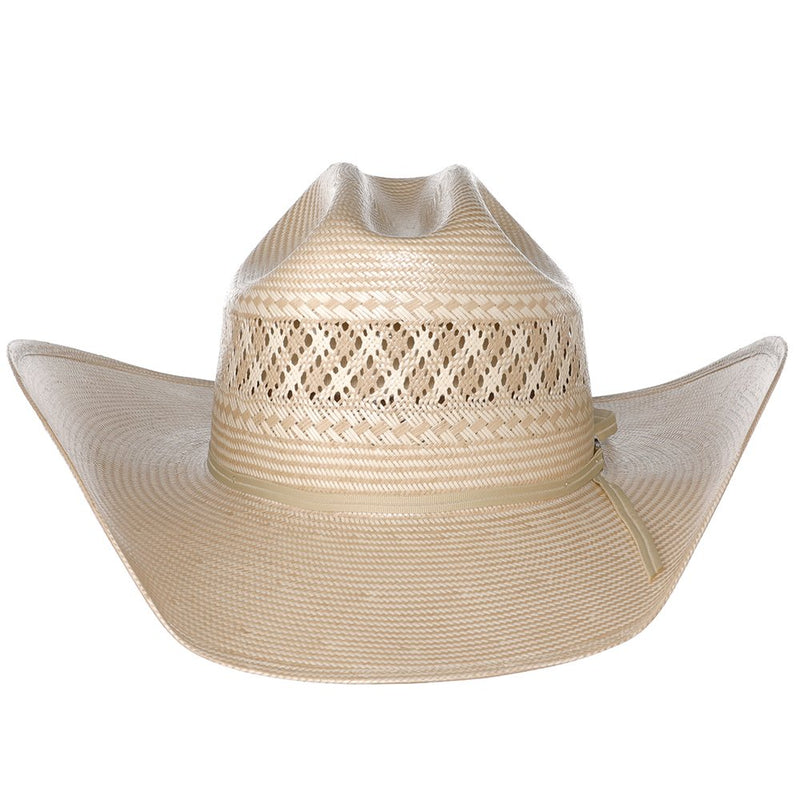American Hats Co Two Tone Vented Ivory and Tan Rancher Crease Straw Hat