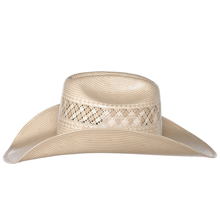 American Hats Co Two Tone Vented Ivory and Tan Rancher Crease Straw Hat
