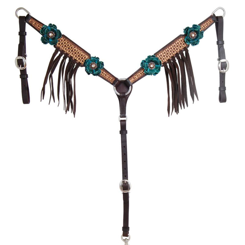 Circle Y Saddlery NRS by Vintage Turquoise Flower Breast Collar