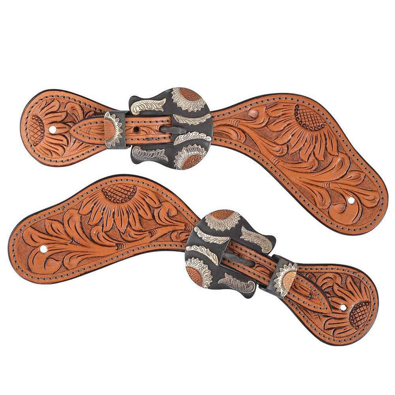 Circle Y Saddlery Ladies Copper Sunflower Spur Straps
