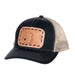 Black and Tan Natural Tooled Cap with Black Stitching