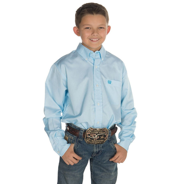 Boys Tencel Teal Striped Long Sleeve