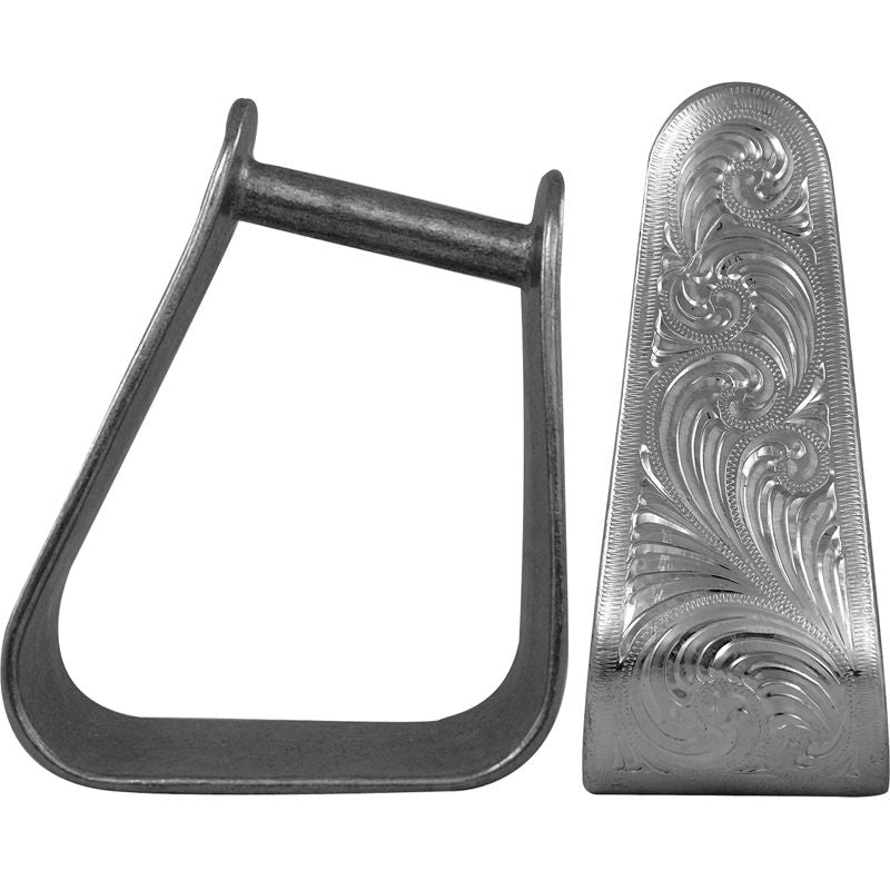 Angled Engraved 3in Roper Stirrup