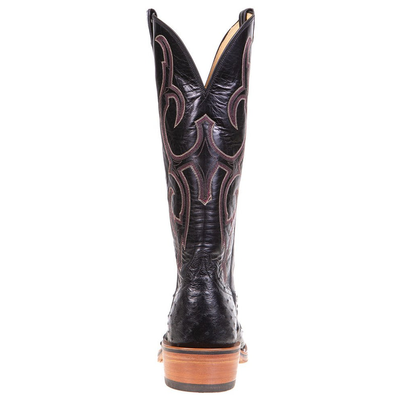 Rios Of Mercedes Men's Ride Ready Black Full Quill Ostrich 15in. Black Calf Top Cowboy Boot