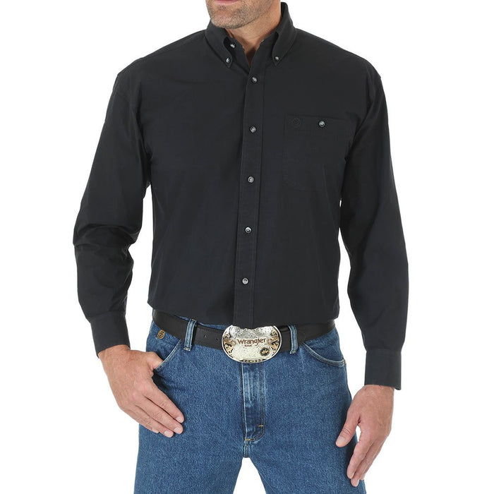 Mens George Strait Solid Black Long Sleeve Button Down Shirt