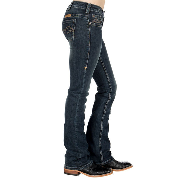 Cowgirl Tuff Co Women's Dont Fence Me In Dark Stonewash Jeans