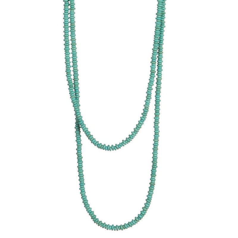 66"Turquoise Rondelle Bead Necklace