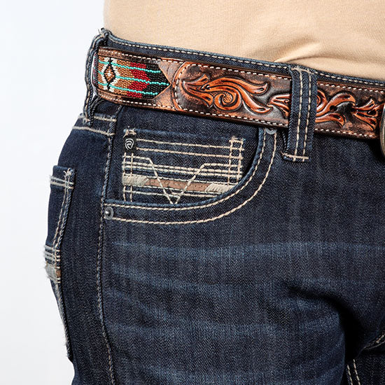 Rock & Roll Denim Revolver Reflex Pleather Embroidered Jeans