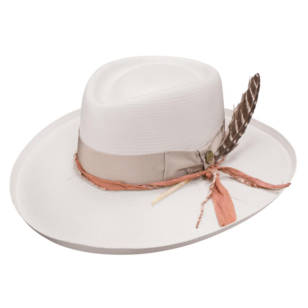 Stetson Hats Kings Row Peach Band 3 1/2in Brim Straw Hat