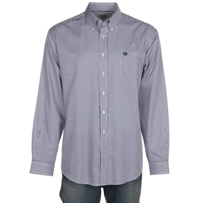 Royal Blue Tencel Stripe Button