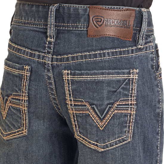 Rock & Roll Denim Boys' Two Toned Embroidery Bootcut Jeans
