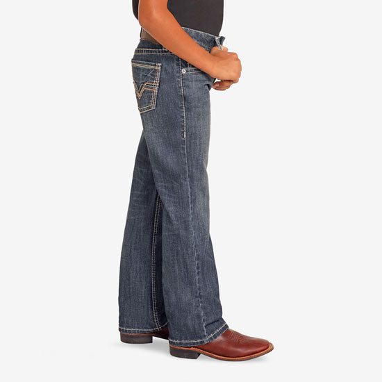 Rock & Roll Denim Boys' Two Toned Embroidery Bootcut Jeans