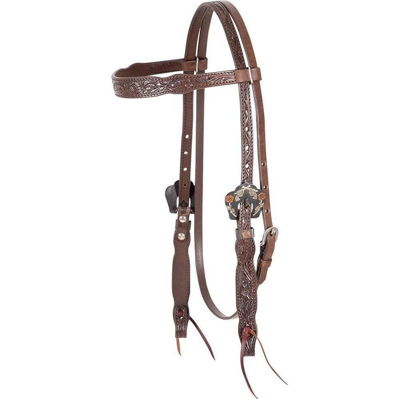 Cashel Company Chocolate Guns and Roses Browband Headstall