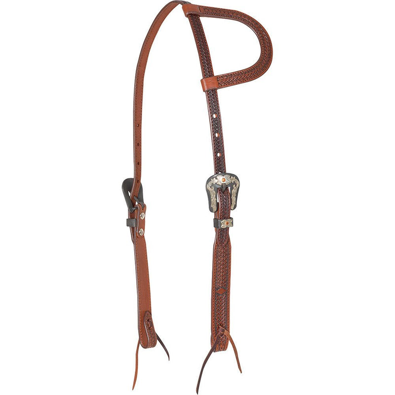 Antique Single Ear Headstall with Diamond Tooling