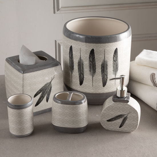 Hiend Accents Feather Ceramic 3 Piece Bath Set