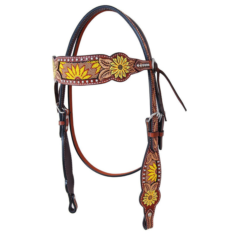 Beaded Sunflower Browband Headstall