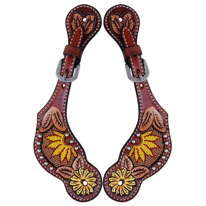 Beaded Sunflower Ladies Spur Straps