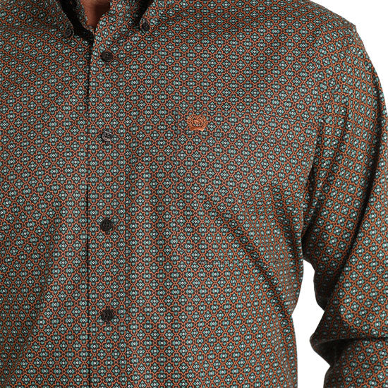 Cinch Men's Brown Print Button Down Shirt